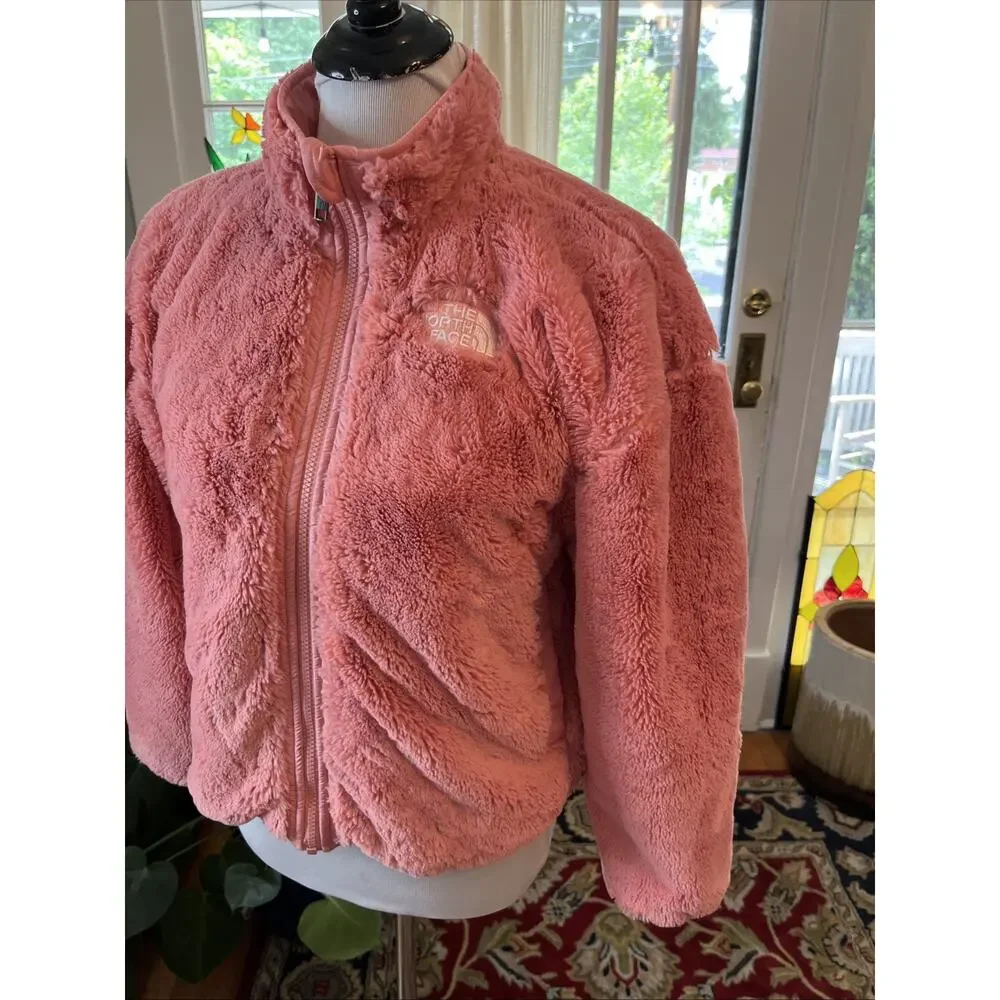 The North Face Jacket Girls L 12 Reversible Coral Pink Fuzzy Teddy Coat Warm